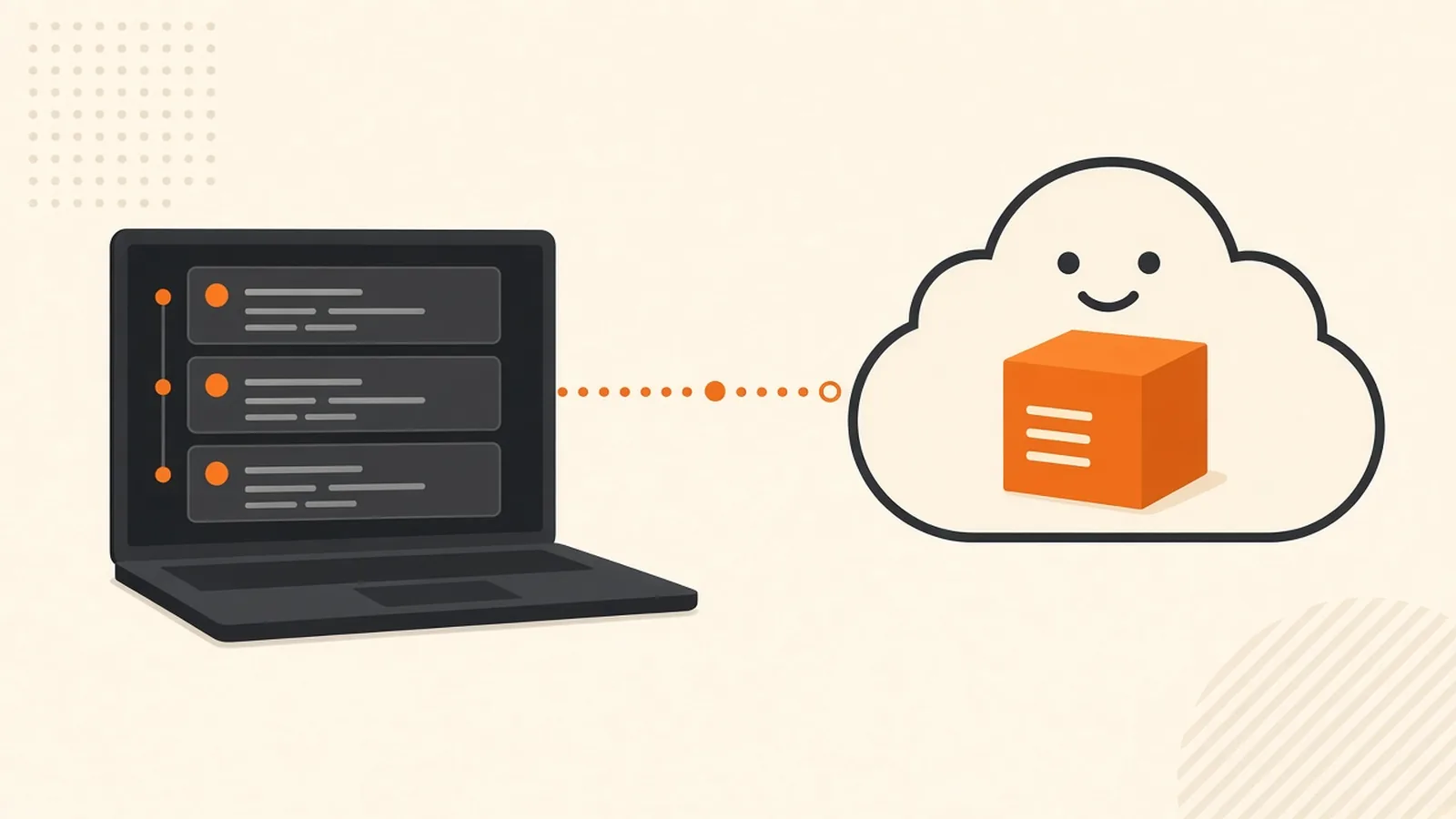 Laptop com o histórico local do projeto ligado a uma nuvem onde o mesmo repositório fica guardado